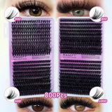 MAGEFY DIY Lashes Extensions Kit 800pcs Lash Clusters 80D/100D Wispy Individual Lashes Mix 9-18mm Cluster Eyelash Extension