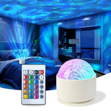 RGB Projection Night Light Wave Projector Light Gradual Water Lamp with Remote Control for Home Room Party Christmas Decor Light