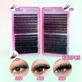MAGEFY DIY Lashes Extensions Kit 800pcs Lash Clusters 80D/100D Wispy Individual Lashes Mix 9-18mm Cluster Eyelash Extension